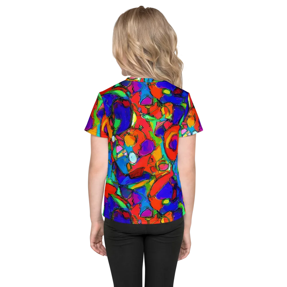 Kaleidoscope Clash on Kids Crew Neck T-Shirt — Back