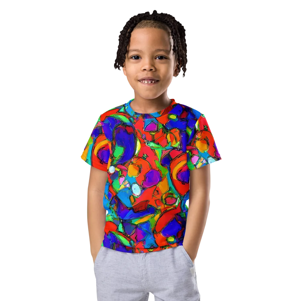 Kaleidoscope Clash on Kids Crew Neck T-Shirt — Front