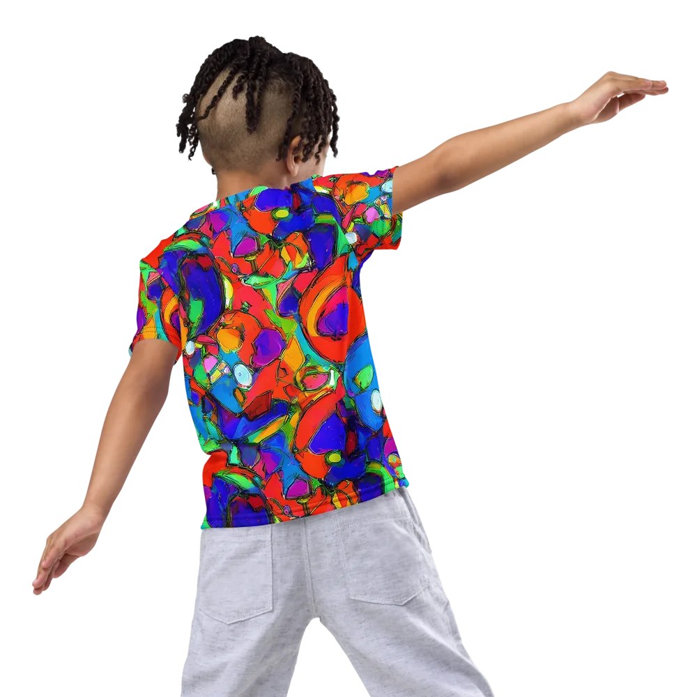Kaleidoscope Clash on Kids Crew Neck T-Shirt — Back