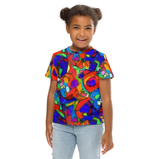 Kaleidoscope Clash on a Kids Crew Neck T-Shirt