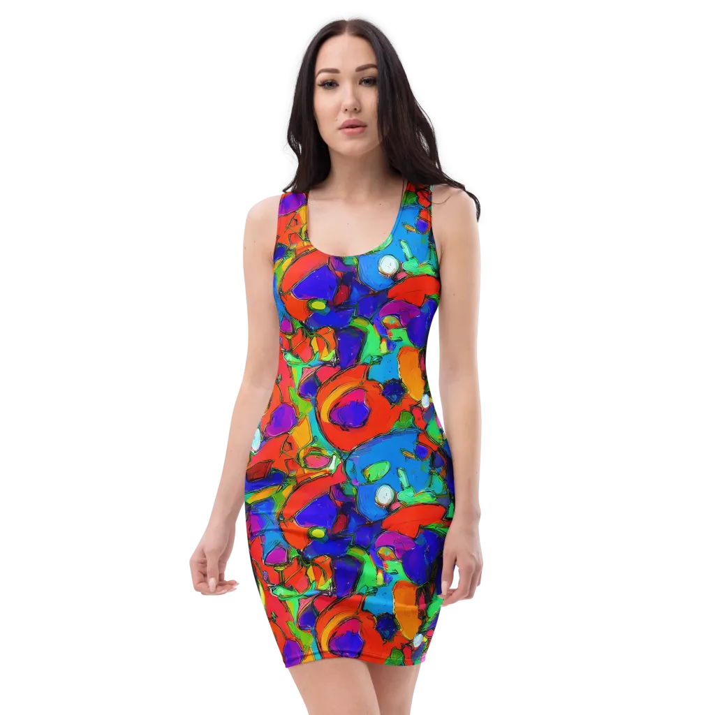 Kaleidoscope Clash on Bodycon Dress — Front