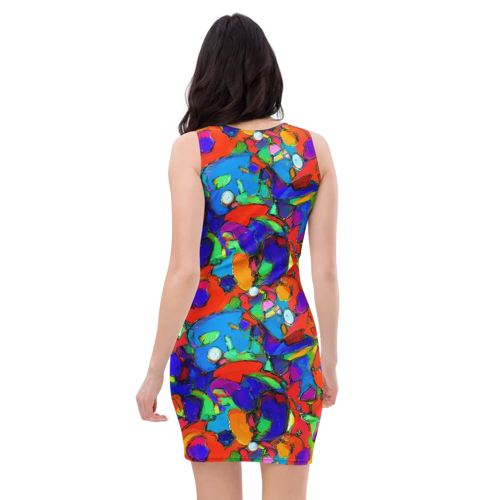 Kaleidoscope Clash on Bodycon Dress — Back