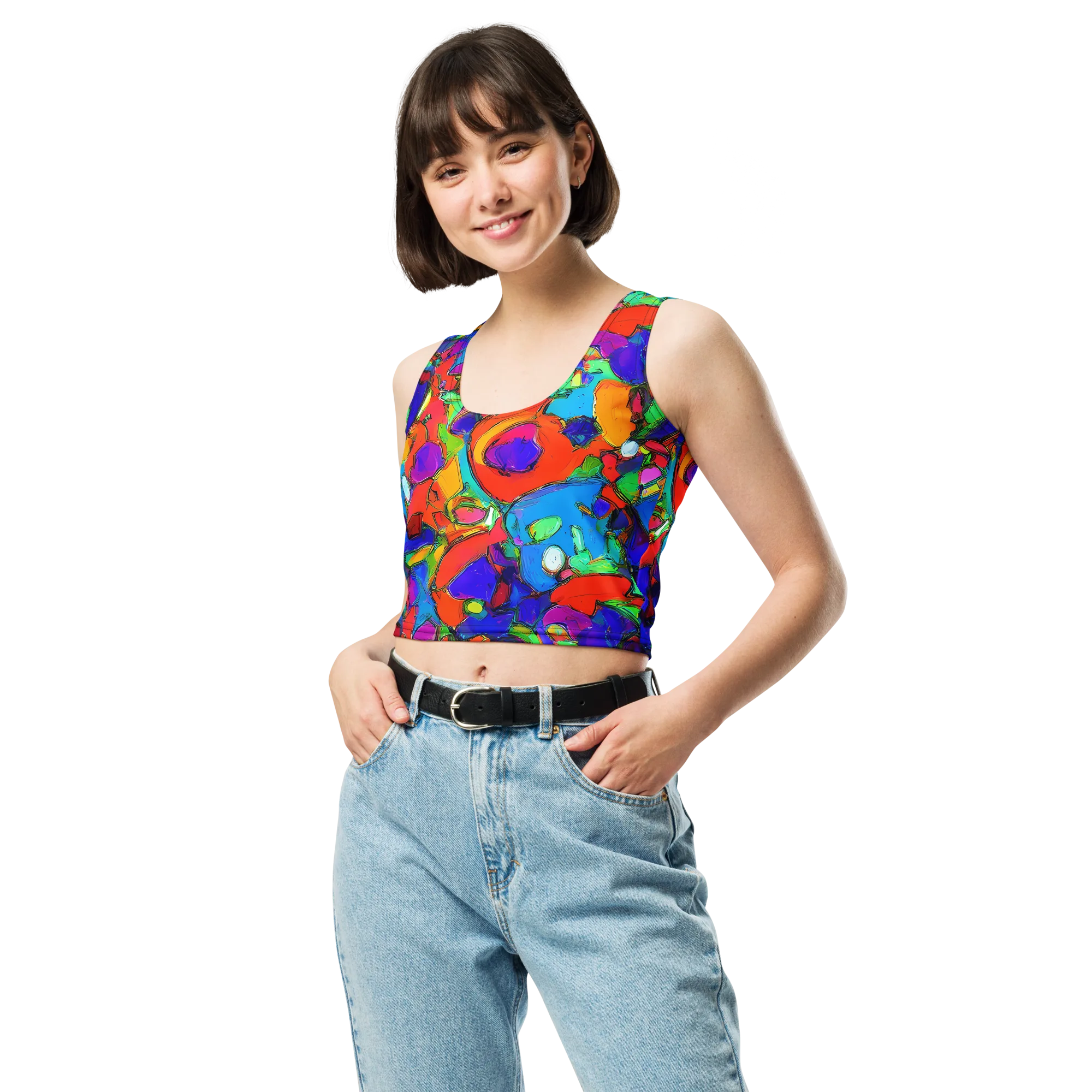 Kaleidoscope Clash on Crop Top — Front