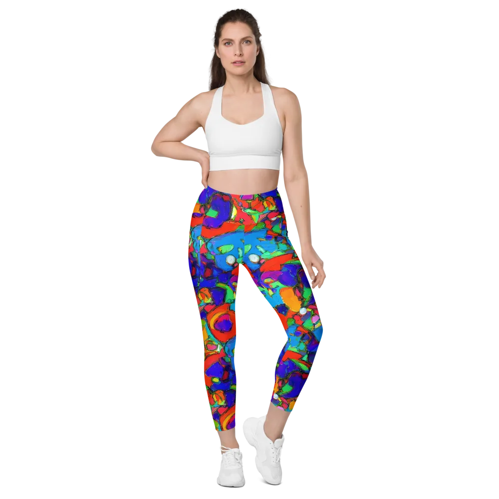 Kaleidoscope Clash on Leggings with Pockets — Front
