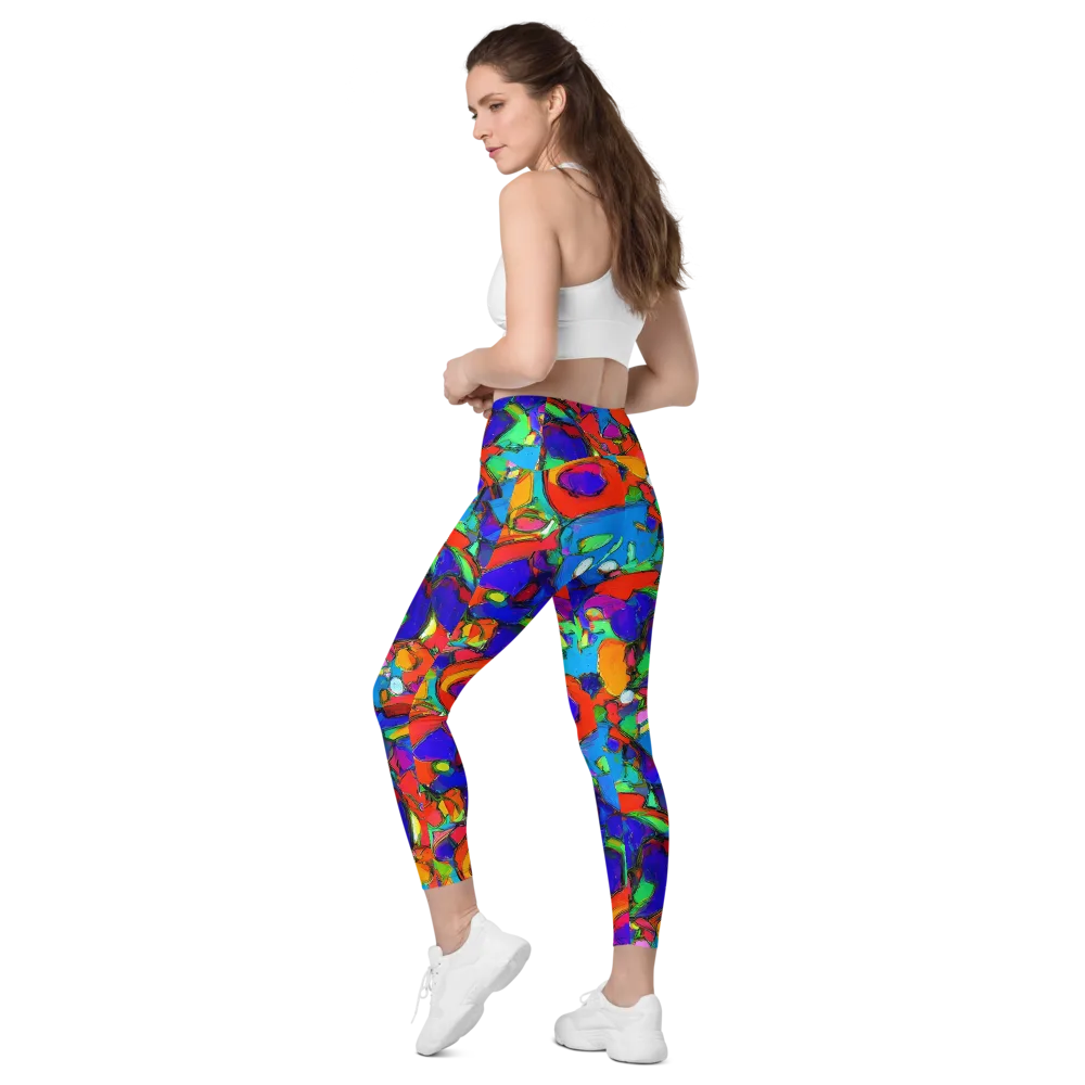 Kaleidoscope Clash on Leggings with Pockets — Left Back