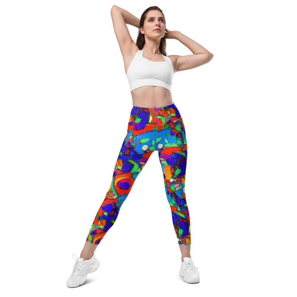 Kaleidoscope Clash on Leggings with Pockets — Front