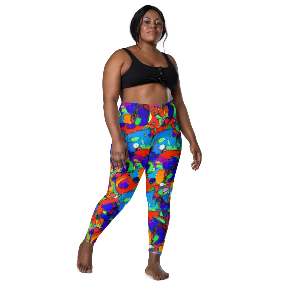 Kaleidoscope Clash on Leggings with Pockets — Front