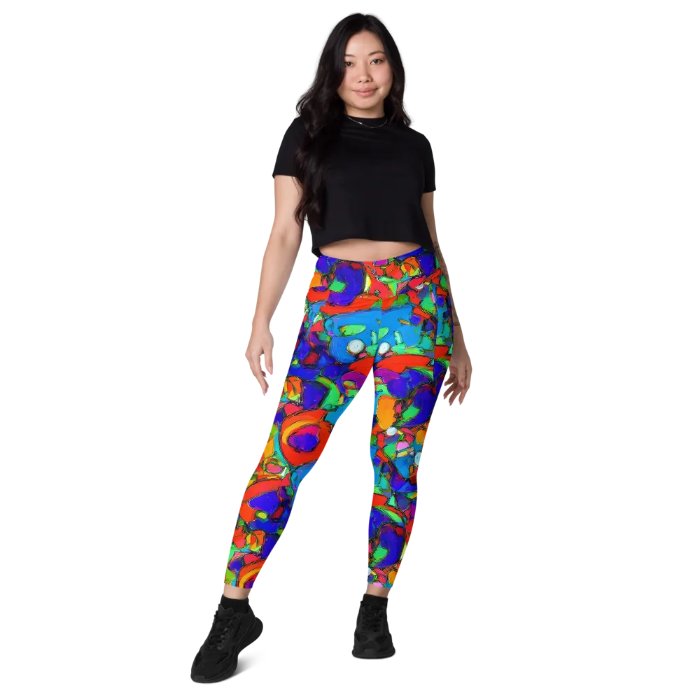 Kaleidoscope Clash on Leggings with Pockets — Front