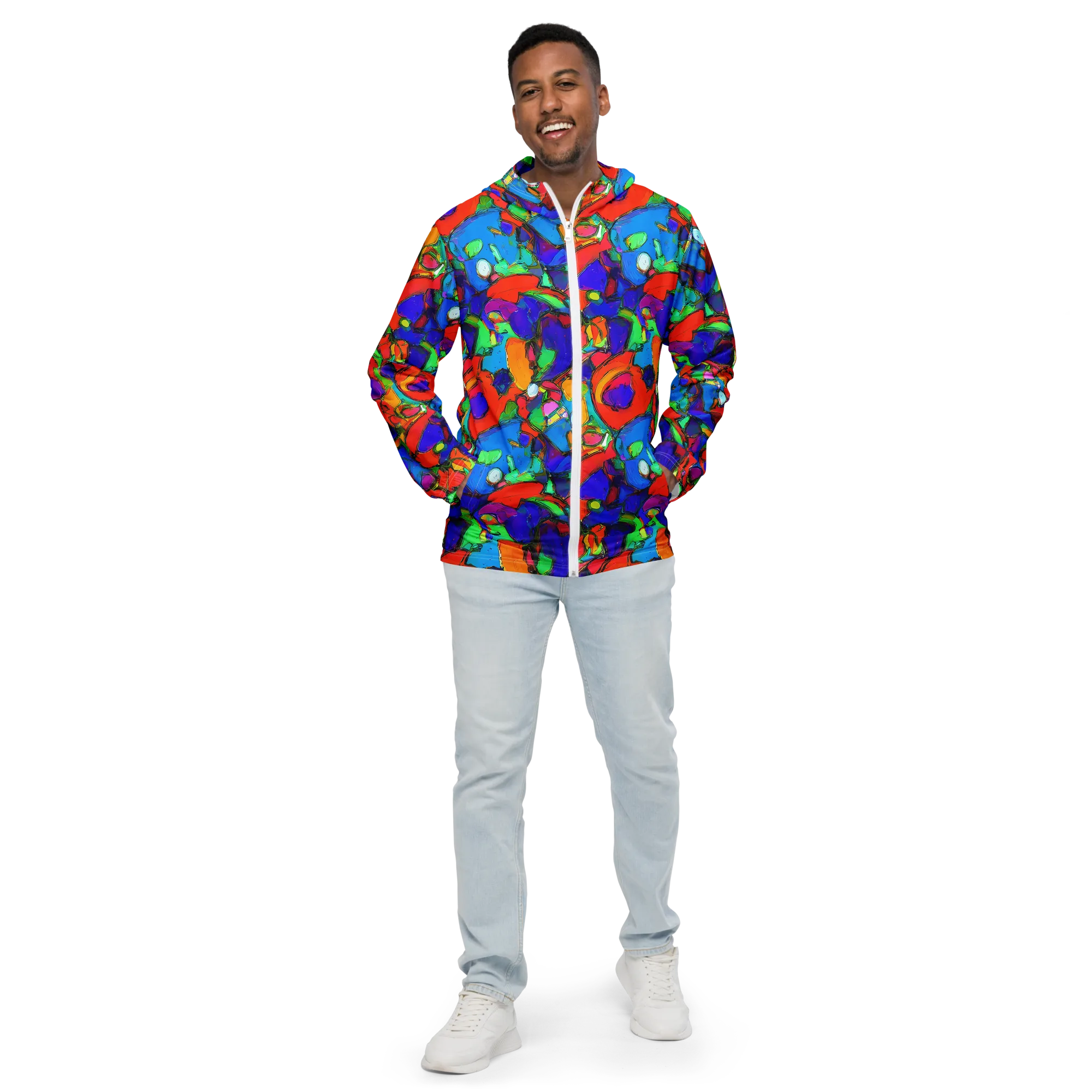 Kaleidoscope Clash on Men's Windbreaker — Front