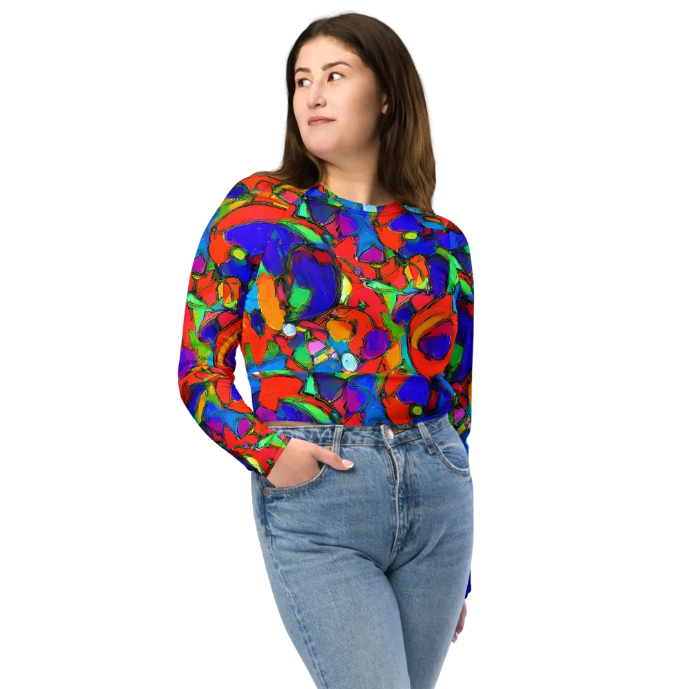 Kaleidoscope Clash on Long Sleeve Crop Top — Front