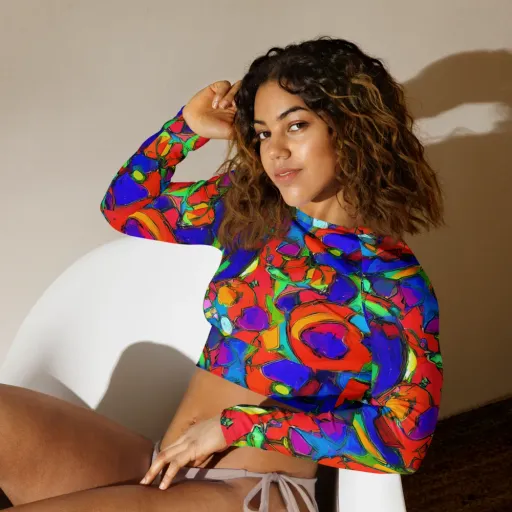 Kaleidoscope Clash on a Long Sleeve Crop Top