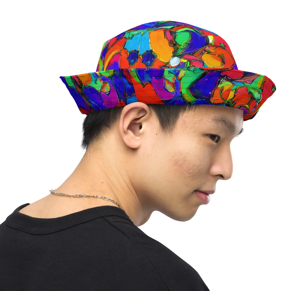Kaleidoscope Clash on Reversible Bucket Hat — Right Outside