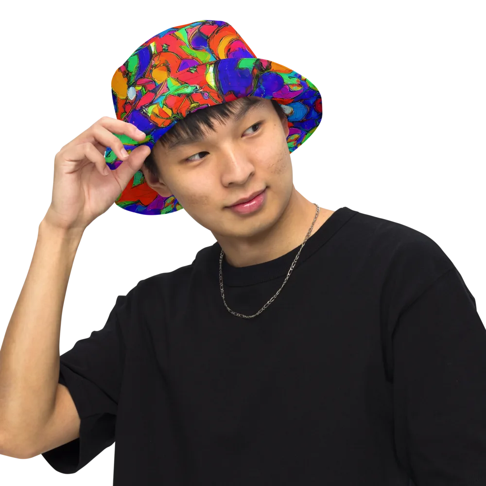 Kaleidoscope Clash on Reversible Bucket Hat — Front Inside