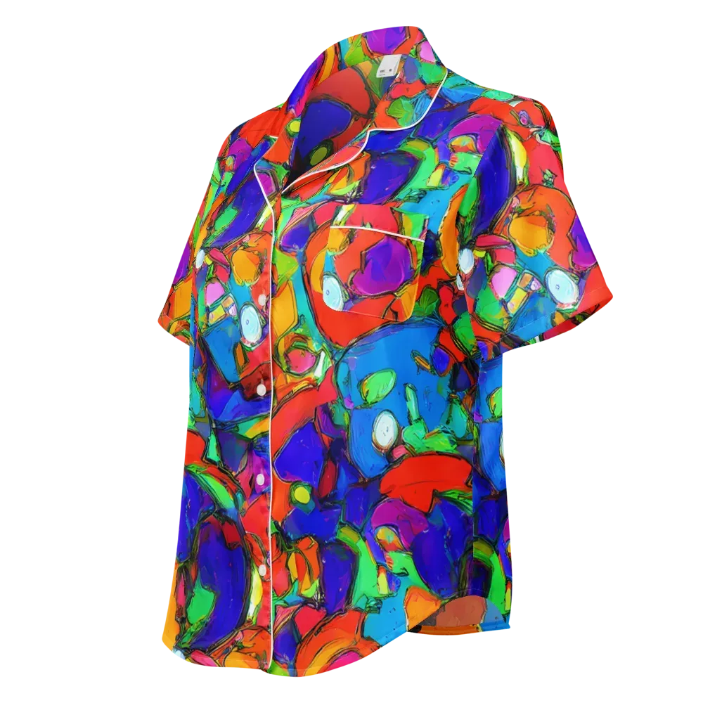 Kaleidoscope Clash on Women's Short Sleeve Pajama Top — Left Front