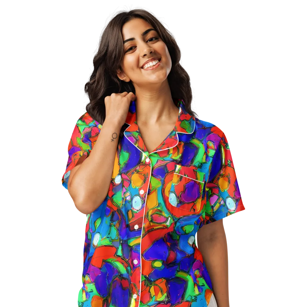 Kaleidoscope Clash on Women's Short Sleeve Pajama Top — Front