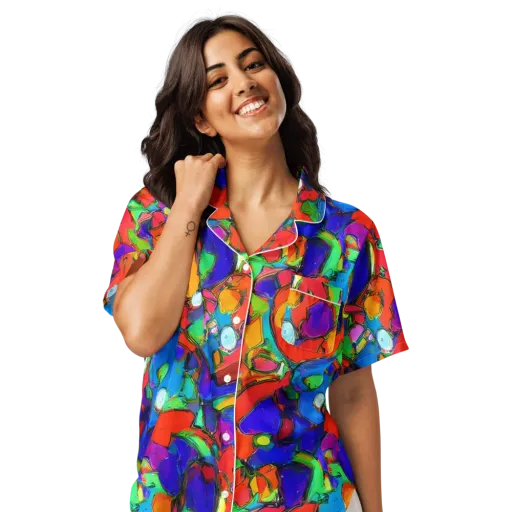 Kaleidoscope Clash on a Women's Short Sleeve Pajama Top