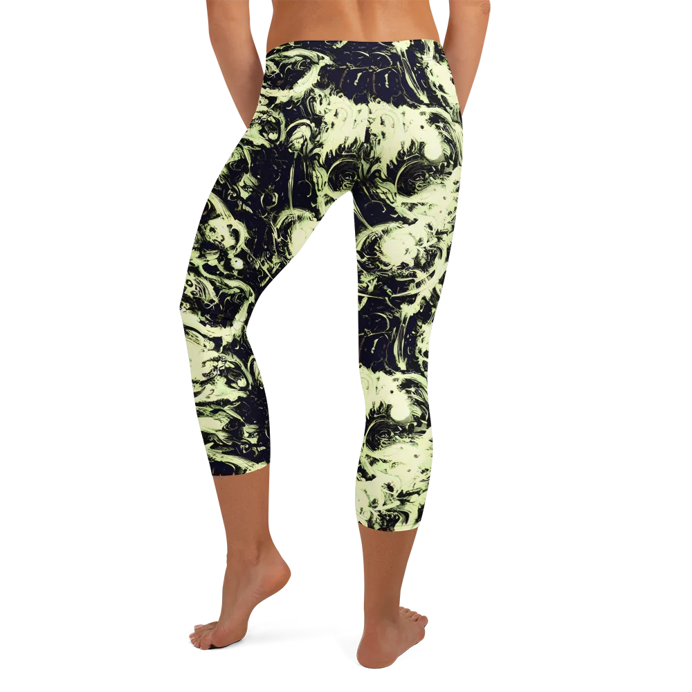 Acid Bone Garden on Capri Leggings — Back