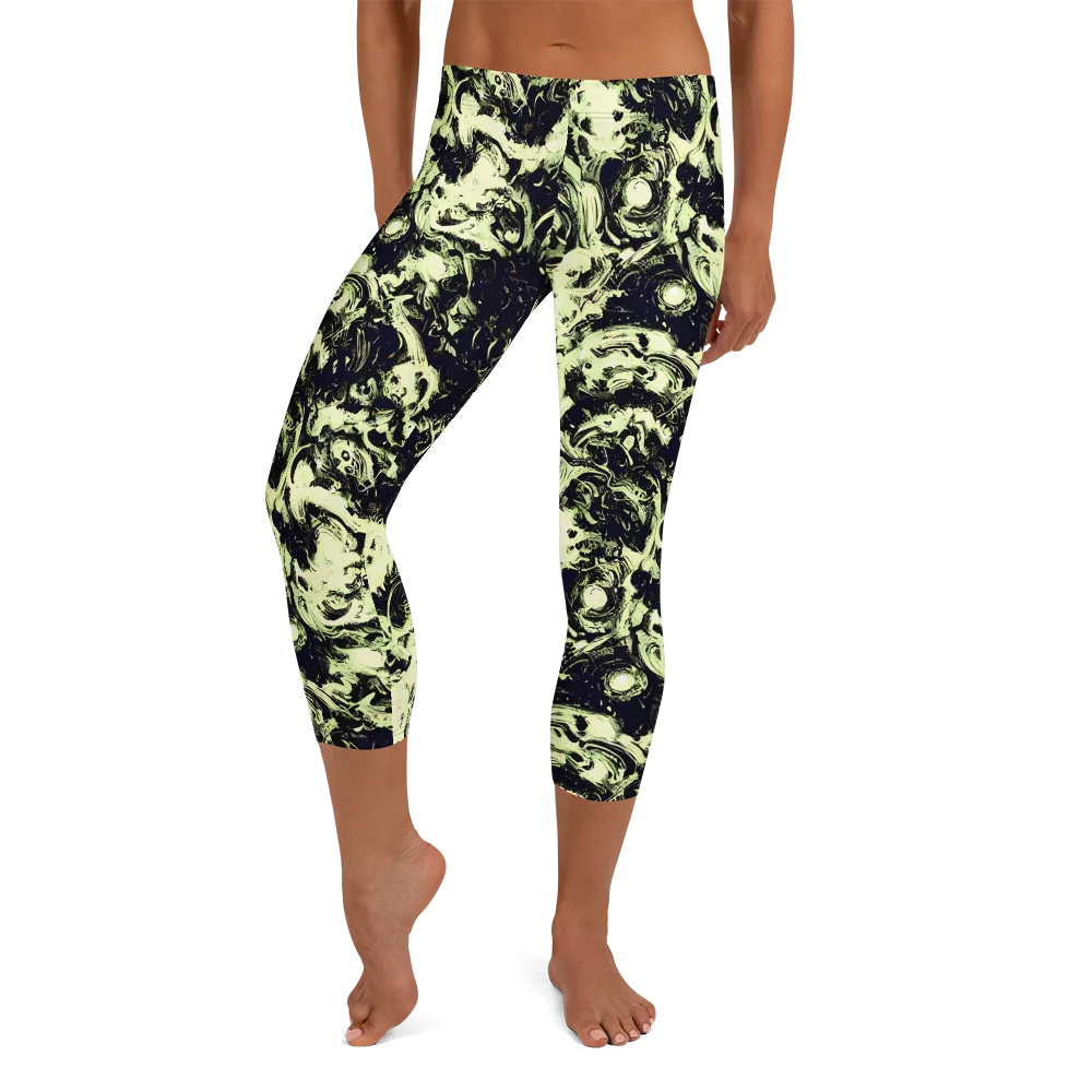 Acid Bone Garden on Capri Leggings — Front