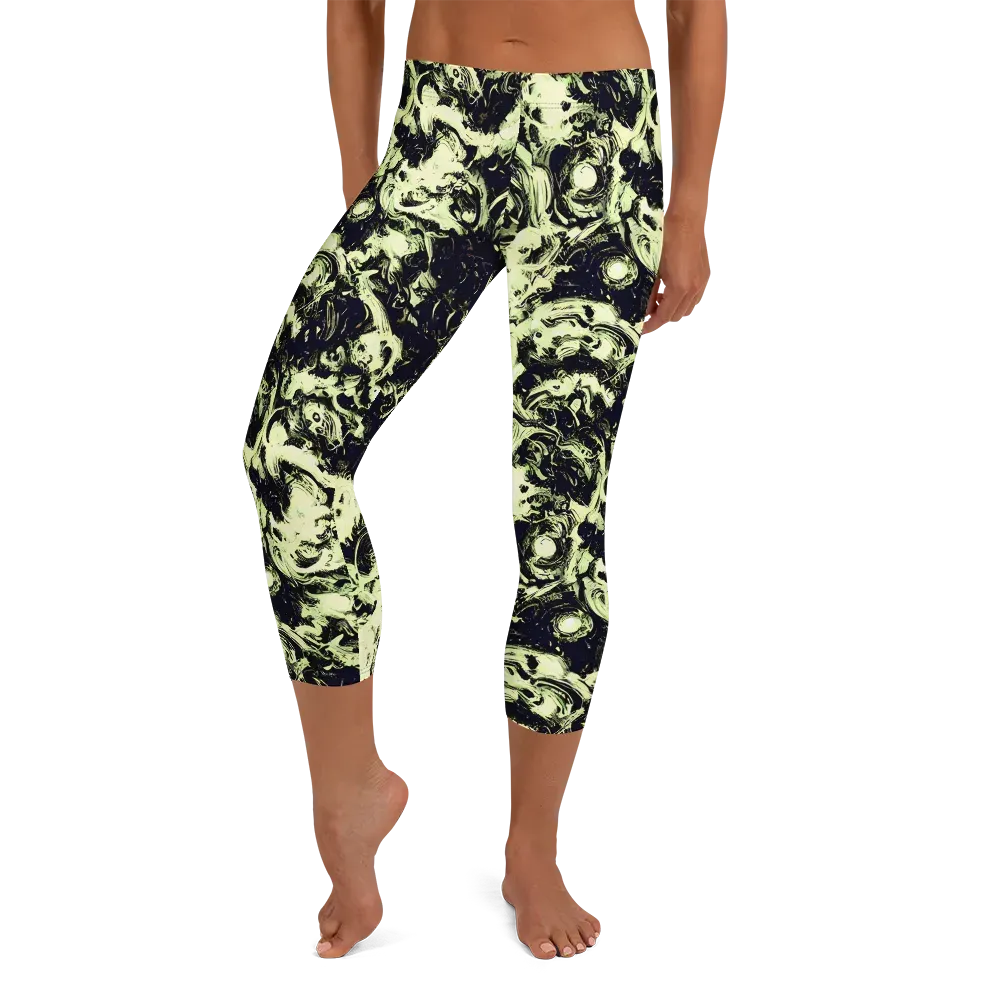 Acid Bone Garden on Capri Leggings — Front