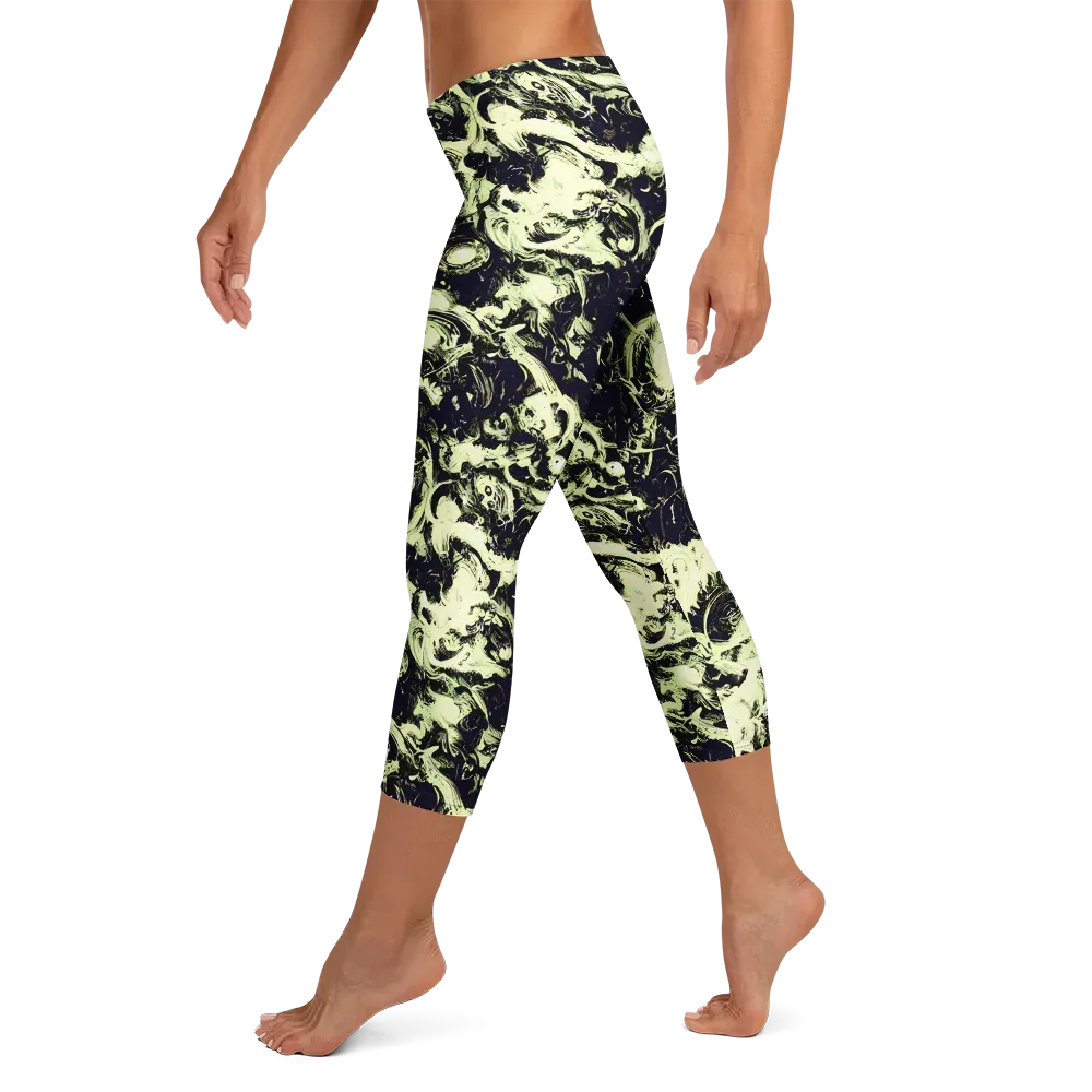 Acid Bone Garden on Capri Leggings — Left