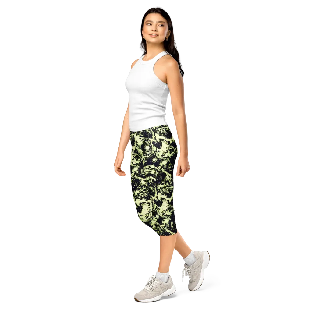 Acid Bone Garden on Capri Leggings — Left Front