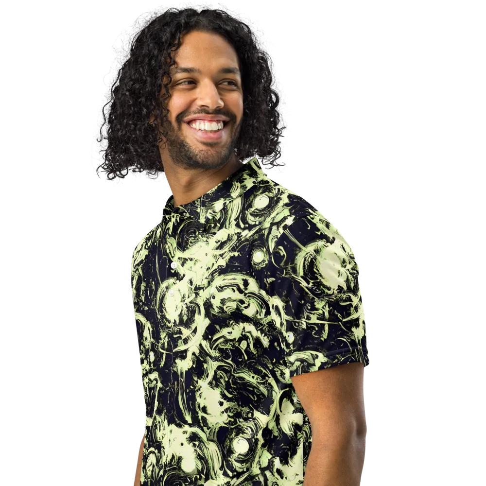 Acid Bone Garden on Men's Slim Fit Polo Shirt — Left Front