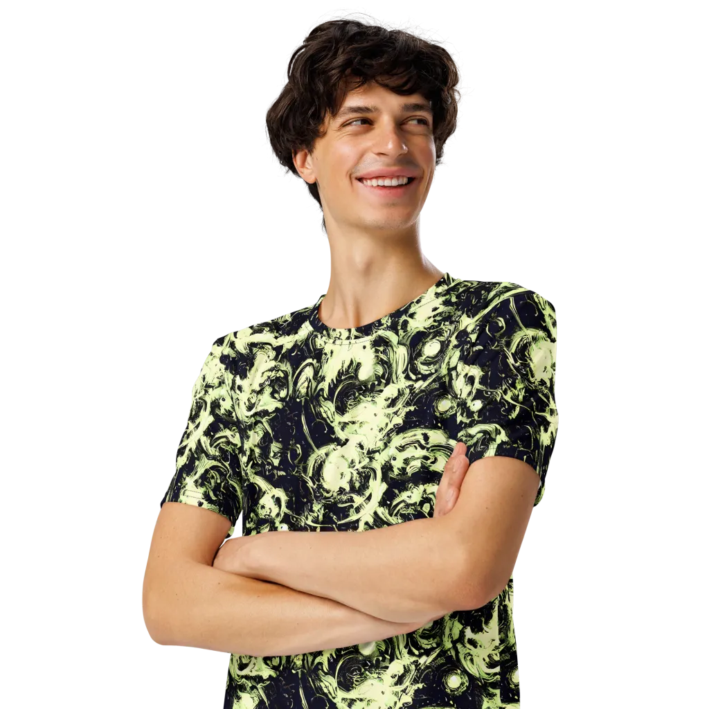 Acid Bone Garden on Men's Crew Neck T-Shirt — Left Front