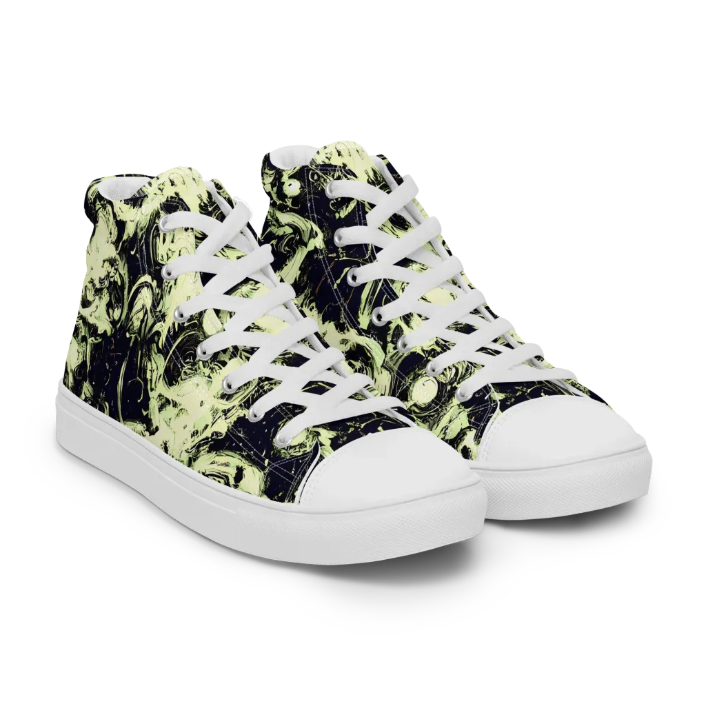 Acid Bone Garden on Men's High Top Canvas Shoes — Right Front