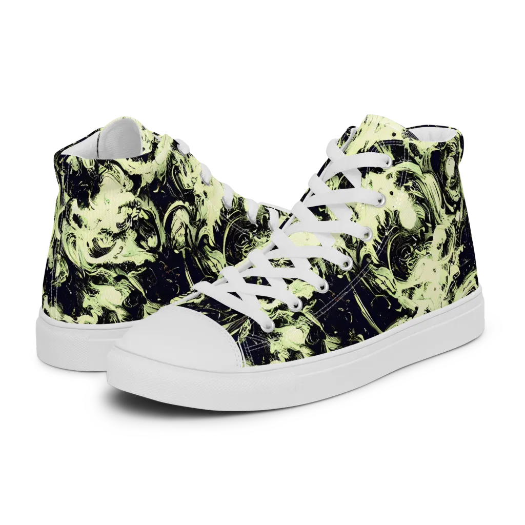 Acid Bone Garden on Men's High Top Canvas Shoes — Left