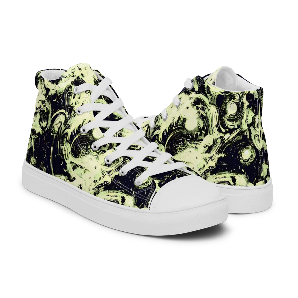 Acid Bone Garden on Men's High Top Canvas Shoes — Right