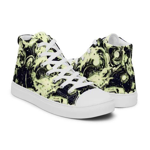 Acid Bone Garden on a Men's High Top Canvas Shoes