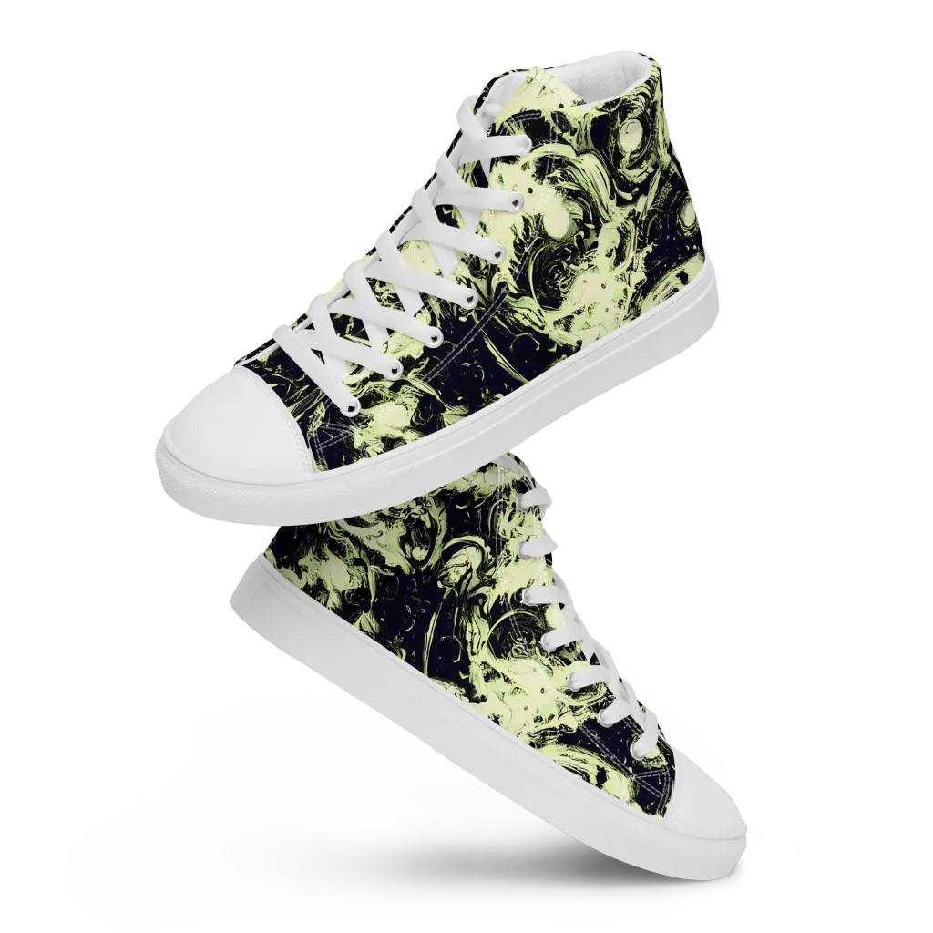 Acid Bone Garden on Men's High Top Canvas Shoes — Front