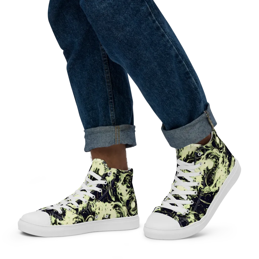 Acid Bone Garden on Men's High Top Canvas Shoes — Left