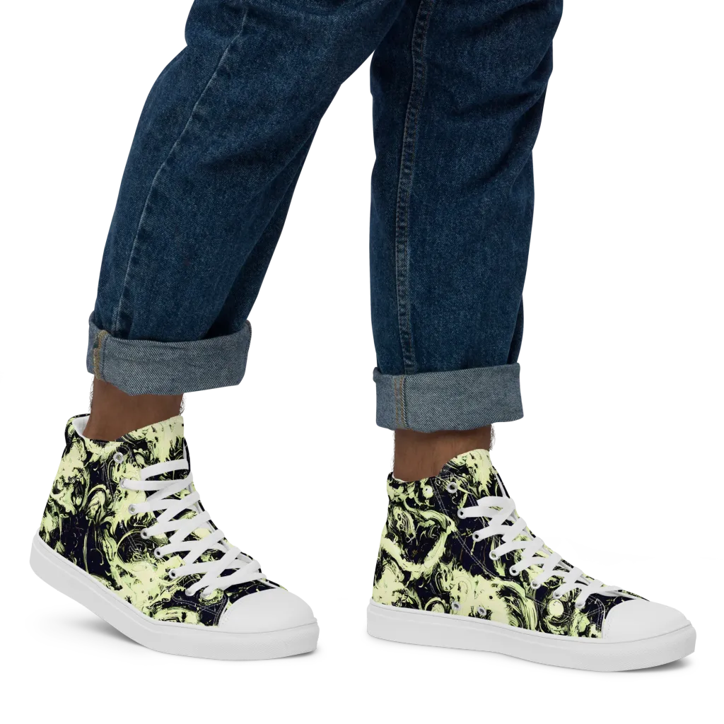 Acid Bone Garden on Men's High Top Canvas Shoes — Right