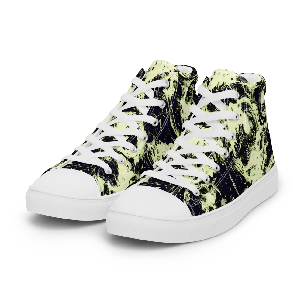 Acid Bone Garden on Women's High Top Canvas Shoes — Left Front