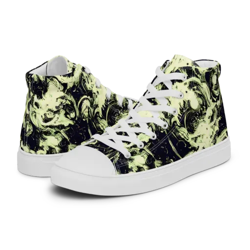 Acid Bone Garden on a Women's High Top Canvas Shoes