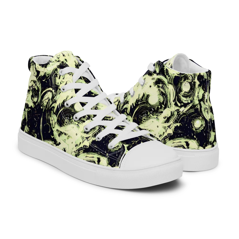 Acid Bone Garden on Women's High Top Canvas Shoes — Right
