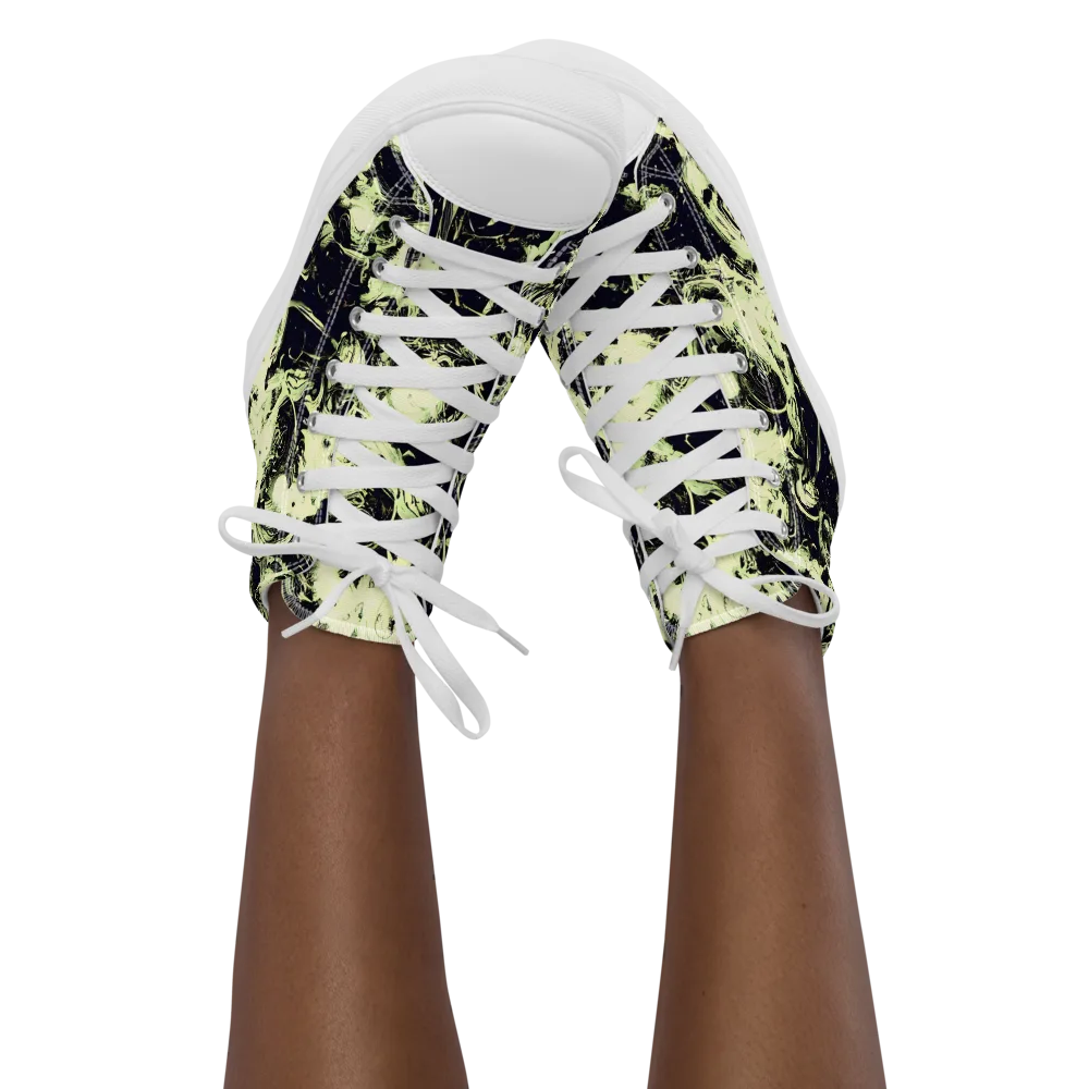 Acid Bone Garden on Women's High Top Canvas Shoes — Front