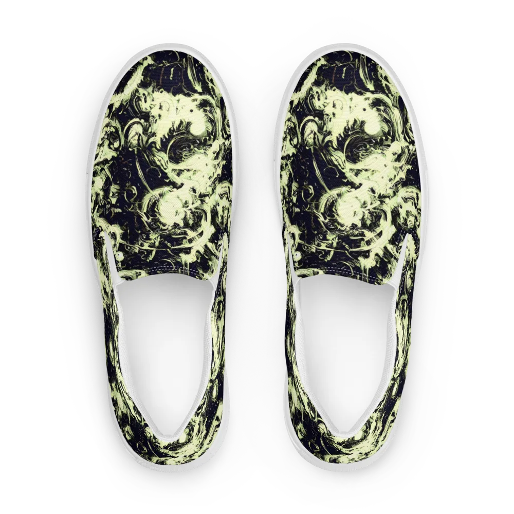 Acid Bone Garden on Men's Slip-On Canvas Shoes — Front