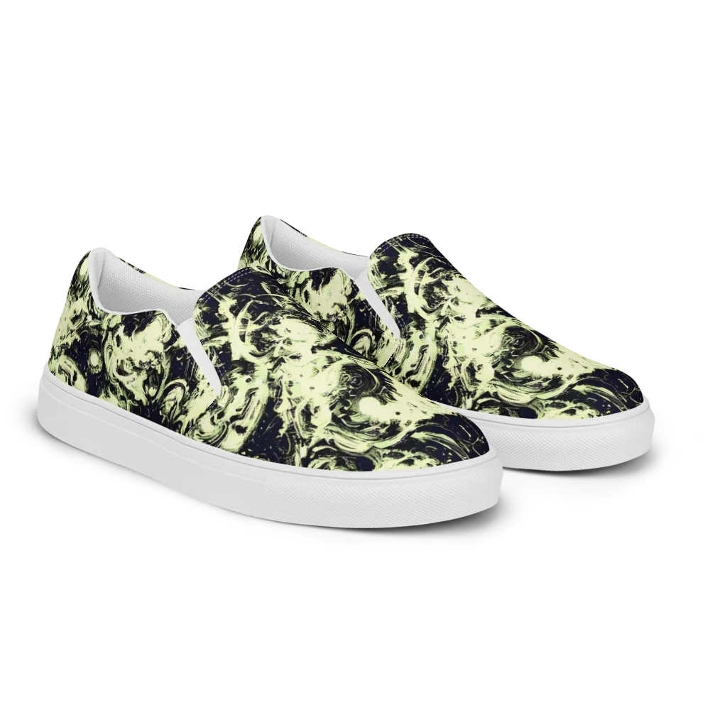 Acid Bone Garden on Men's Slip-On Canvas Shoes — Right Front