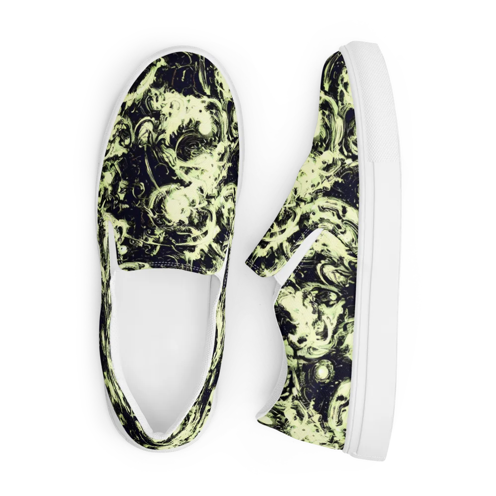 Acid Bone Garden on Men's Slip-On Canvas Shoes — Front