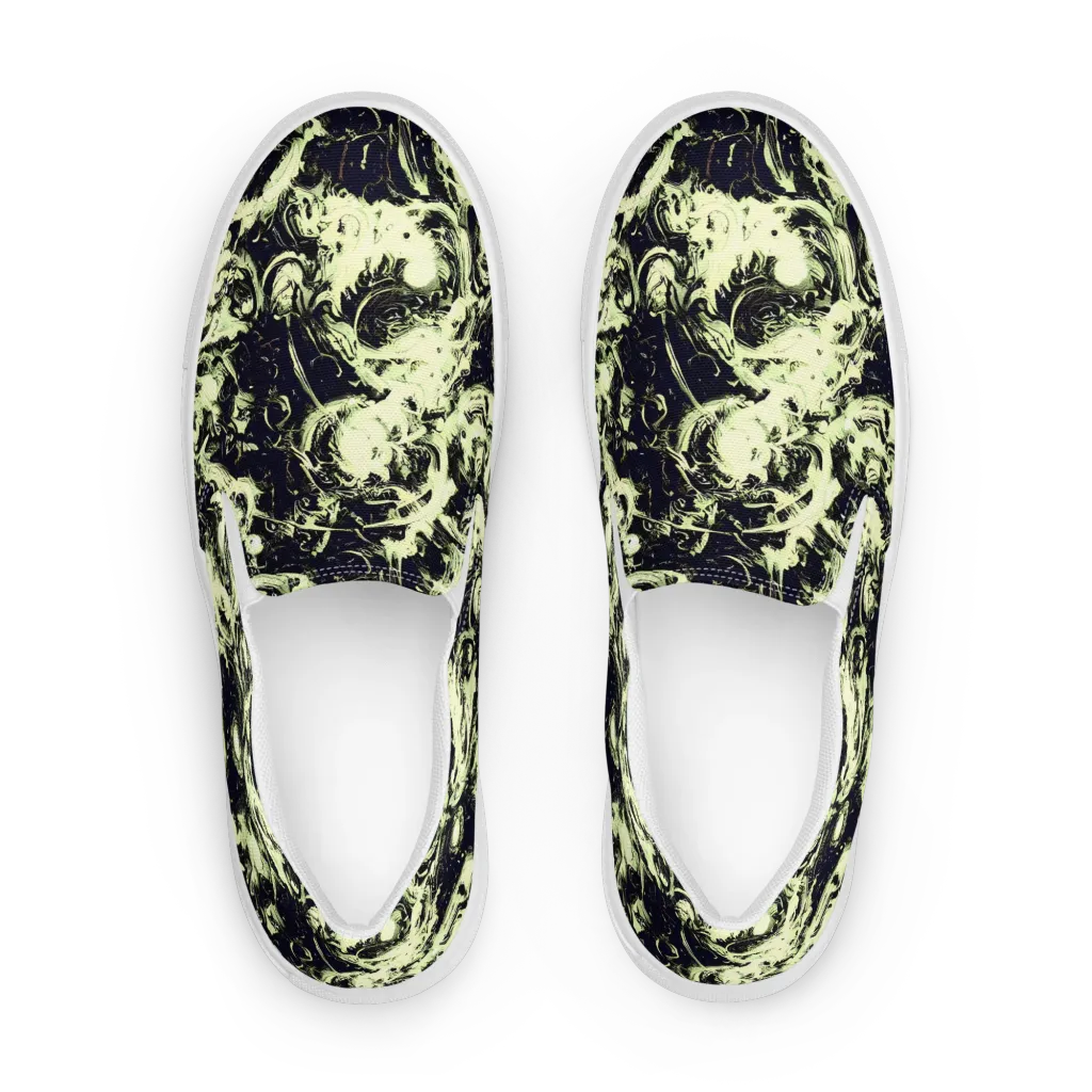 Acid Bone Garden on Women's Slip-On Canvas Shoes — Front