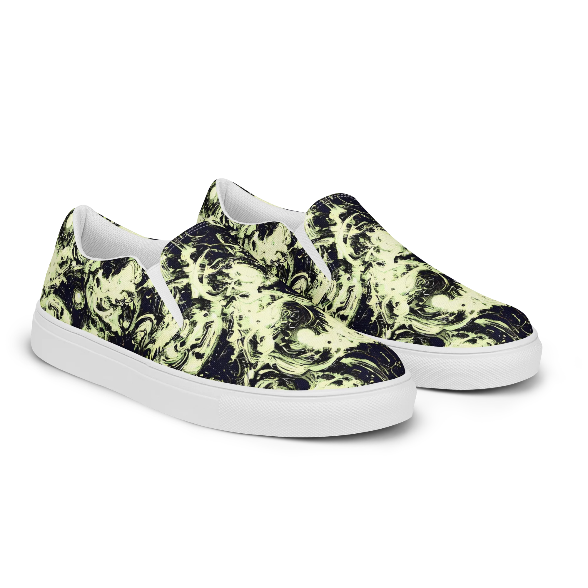 Acid Bone Garden on Women's Slip-On Canvas Shoes — Right Front