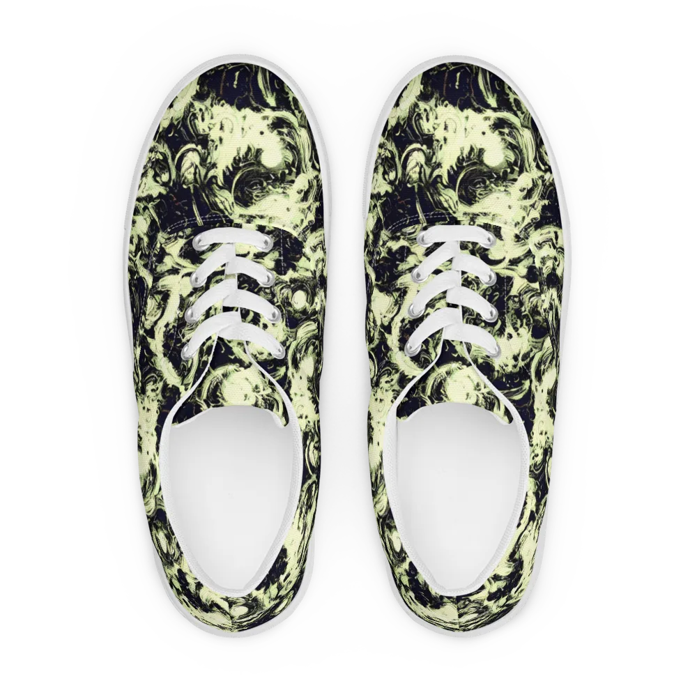 Acid Bone Garden on Men's Lace-Up Canvas Shoes — Front