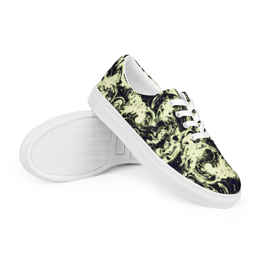 Acid Bone Garden on Men's Lace-Up Canvas Shoes — Right Front