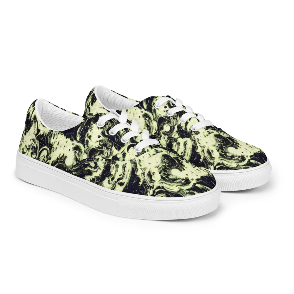 Acid Bone Garden on Men's Lace-Up Canvas Shoes — Right Front