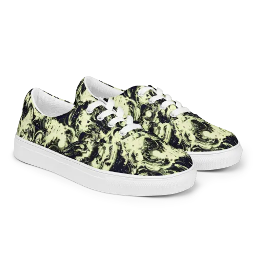Acid Bone Garden on a Men's Lace-Up Canvas Shoes