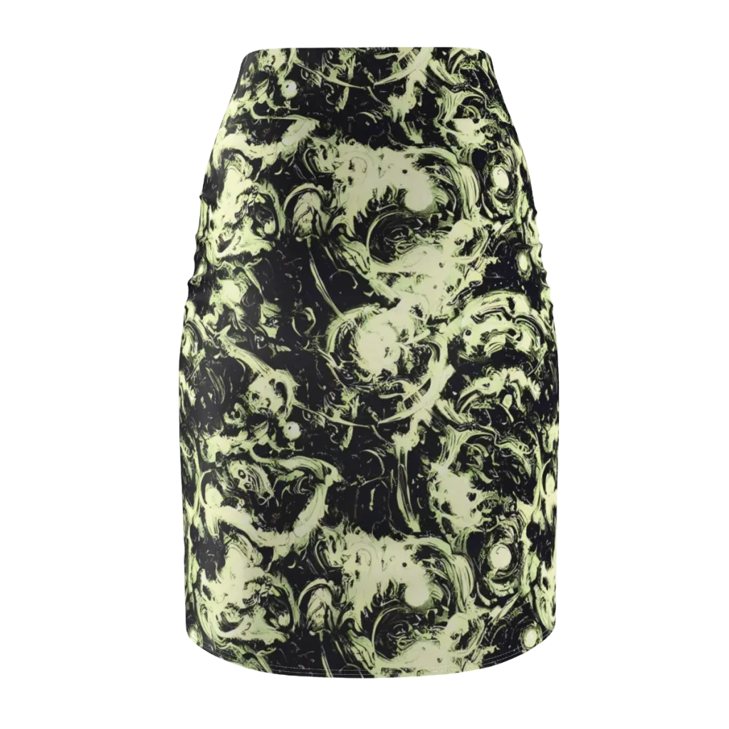 Acid Bone Garden on Pencil Skirt — Back