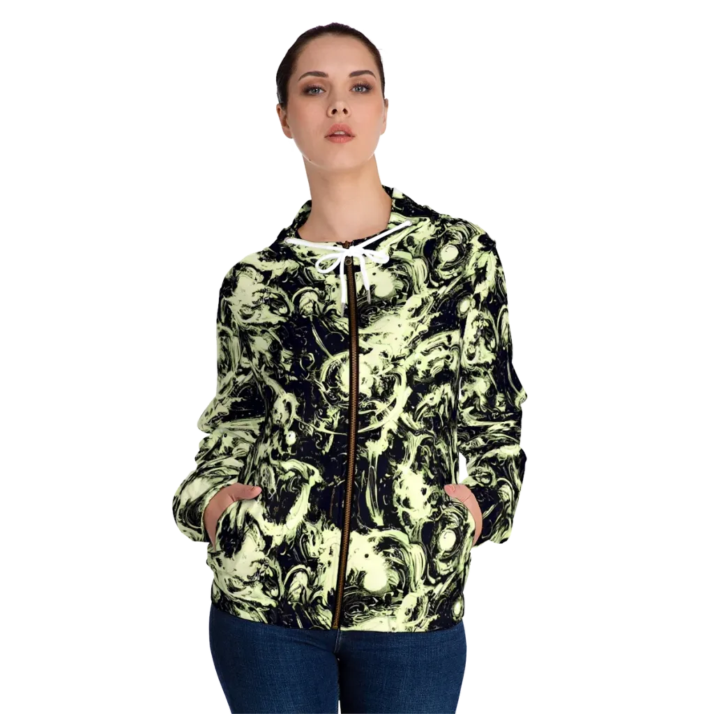 Acid Bone Garden on Women's Full-Zip Hoodie — Front On Person