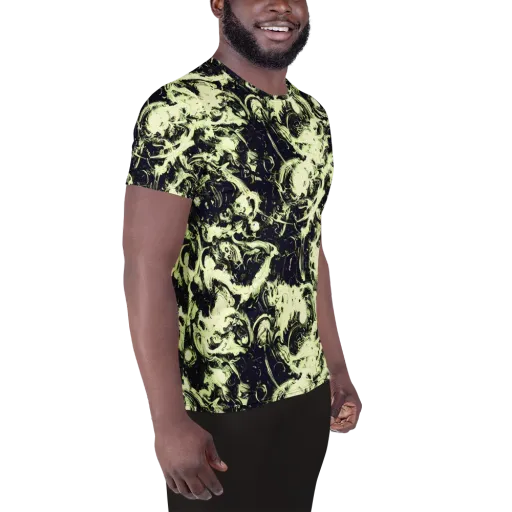 Acid Bone Garden on a Men's Athletic T-Shirt